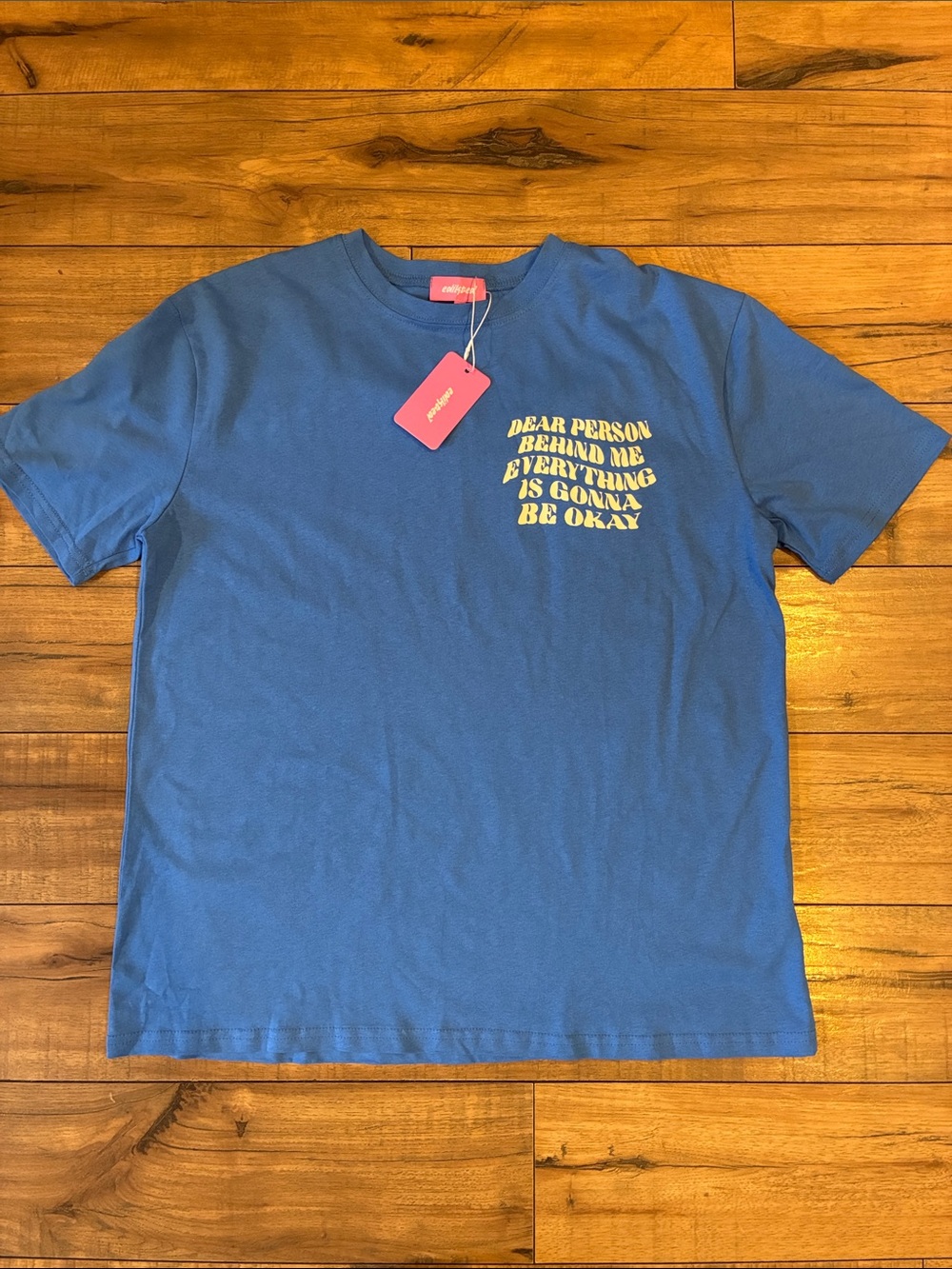 Edikted Blue Crewneck Tee Dear Person Behind Me T-Shirt Oversized
